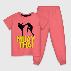 Детская пижама хлопок с принтом Муай тай (Muay Thai). в Екатеринбурге, 100% хлопок |  брюки и футболка прямого кроя, без карманов, на брюках мягкая резинка на поясе и по низу штанин
 | бойцы | бокс | боксеры | спортивные | тайский бокс