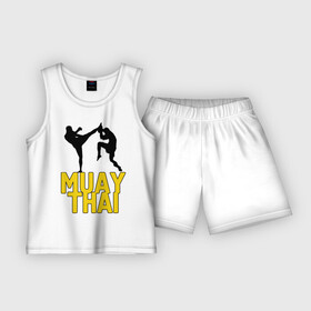 Детская пижама с шортами хлопок с принтом Муай тай (Muay Thai). в Екатеринбурге,  |  | бойцы | бокс | боксеры | спортивные | тайский бокс