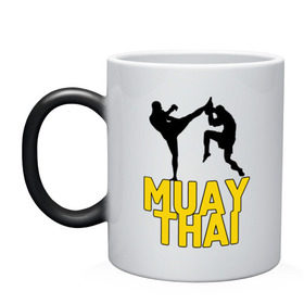 Кружка хамелеон с принтом Муай тай (Muay Thai). в Екатеринбурге, керамика | меняет цвет при нагревании, емкость 330 мл | Тематика изображения на принте: бойцы | бокс | боксеры | спортивные | тайский бокс