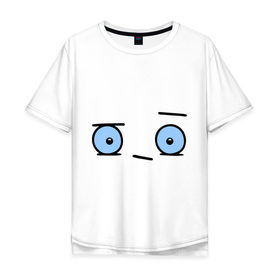 Мужская футболка хлопок Oversize с принтом Бодрый смайл в Екатеринбурге, 100% хлопок | свободный крой, круглый ворот, “спинка” длиннее передней части | глаза | глазастик | настроение | позитив | рожица | смайлы | чудик