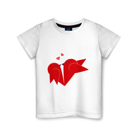 Детская футболка хлопок с принтом Влюбленные птицы в Екатеринбурге, 100% хлопок | круглый вырез горловины, полуприлегающий силуэт, длина до линии бедер | 