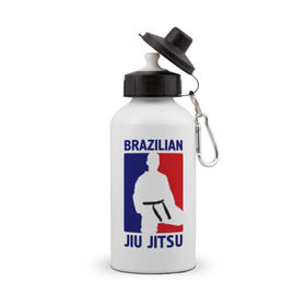 Бутылка спортивная с принтом Джиу-джитсу (Jiu jitsu) в Екатеринбурге, металл | емкость — 500 мл, в комплекте две пластиковые крышки и карабин для крепления | brazilian | бой | джиу джитсу | карате | черный пояс