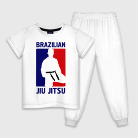 Детская пижама хлопок с принтом Джиу-джитсу (Jiu jitsu) в Екатеринбурге, 100% хлопок |  брюки и футболка прямого кроя, без карманов, на брюках мягкая резинка на поясе и по низу штанин
 | brazilian | бой | джиу джитсу | карате | черный пояс