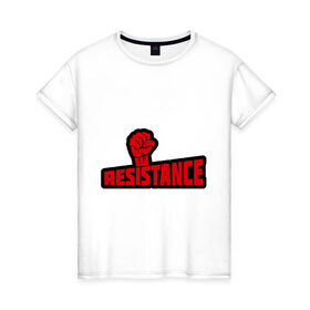 Женская футболка хлопок с принтом Сопротивление в Екатеринбурге, 100% хлопок | прямой крой, круглый вырез горловины, длина до линии бедер, слегка спущенное плечо | 