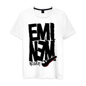Мужская футболка хлопок с принтом Eminem recovery в Екатеринбурге, 100% хлопок | прямой крой, круглый вырез горловины, длина до линии бедер, слегка спущенное плечо. | хип хоп