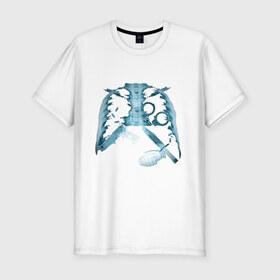 Мужская футболка премиум с принтом Рентген ребра в Екатеринбурге, 92% хлопок, 8% лайкра | приталенный силуэт, круглый вырез ворота, длина до линии бедра, короткий рукав | dtg | гранаты | оружие | пистолет | ребра | ренген | ренгеновский снимок