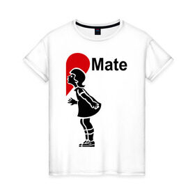 Женская футболка хлопок с принтом Soul Mate (родная душа). в Екатеринбурге, 100% хлопок | прямой крой, круглый вырез горловины, длина до линии бедер, слегка спущенное плечо | для влюбленных | для двоих | любовь | парные | половинка | сердечко | сердце