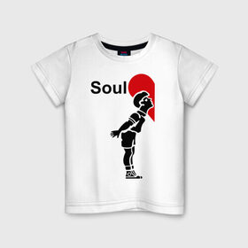 Детская футболка хлопок с принтом Soul Mate (родная душа). в Екатеринбурге, 100% хлопок | круглый вырез горловины, полуприлегающий силуэт, длина до линии бедер | для влюбленных | для двоих | любовь | парные | половинка | сердечко | сердце