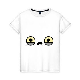 Женская футболка хлопок с принтом Печальный смайл в Екатеринбурге, 100% хлопок | прямой крой, круглый вырез горловины, длина до линии бедер, слегка спущенное плечо | грустный | лицо | личико | настроение | позитив | рожица | смайл