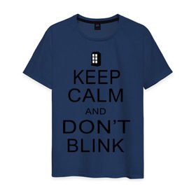 Мужская футболка хлопок с принтом Don`t blink в Екатеринбурге, 100% хлопок | прямой крой, круглый вырез горловины, длина до линии бедер, слегка спущенное плечо. | dont blink | keep calm | телефонная будка