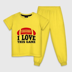 Детская пижама хлопок с принтом I love this game.(rugby). в Екатеринбурге, 100% хлопок |  брюки и футболка прямого кроя, без карманов, на брюках мягкая резинка на поясе и по низу штанин
 | американский футбол | регби