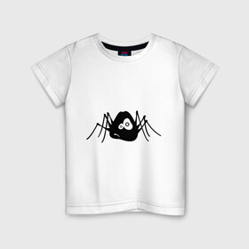 Детская футболка хлопок с принтом Паучек в Екатеринбурге, 100% хлопок | круглый вырез горловины, полуприлегающий силуэт, длина до линии бедер | Тематика изображения на принте: грустный паук | паук | паучек | унылый паук