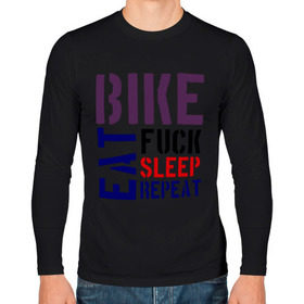 Мужской лонгслив хлопок с принтом Bike eat sleep repeat в Екатеринбурге, 100% хлопок |  | bicycle | bike | bike eat sleep repeat | eat | repeat | sleep | велик | велосипед | велосипедист