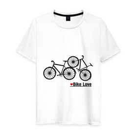 Мужская футболка хлопок с принтом Bike Love в Екатеринбурге, 100% хлопок | прямой крой, круглый вырез горловины, длина до линии бедер, слегка спущенное плечо. | bike love | байкерам | велосипеды | для байкеров | для мотоциклистов | мотоциклистам