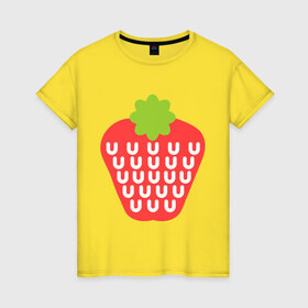 Женская футболка хлопок с принтом Вкусная клубничка в Екатеринбурге, 100% хлопок | прямой крой, круглый вырез горловины, длина до линии бедер, слегка спущенное плечо | еда | клубника | лето | фрукты | ягода | ягодка