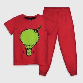 Детская пижама хлопок с принтом Брокколи в Екатеринбурге, 100% хлопок |  брюки и футболка прямого кроя, без карманов, на брюках мягкая резинка на поясе и по низу штанин
 | Тематика изображения на принте: еда | капуста | овощ | прикольные картинки