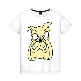 Женская футболка хлопок с принтом Злой пес в Екатеринбурге, 100% хлопок | прямой крой, круглый вырез горловины, длина до линии бедер, слегка спущенное плечо | бульдог | бультерьер | домашнее животное | животное | злой пес | пес | собака