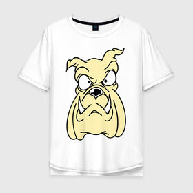 Мужская футболка хлопок Oversize с принтом Злой пес в Екатеринбурге, 100% хлопок | свободный крой, круглый ворот, “спинка” длиннее передней части | бульдог | бультерьер | домашнее животное | животное | злой пес | пес | собака