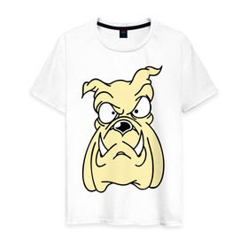 Мужская футболка хлопок с принтом Злой пес в Екатеринбурге, 100% хлопок | прямой крой, круглый вырез горловины, длина до линии бедер, слегка спущенное плечо. | бульдог | бультерьер | домашнее животное | животное | злой пес | пес | собака