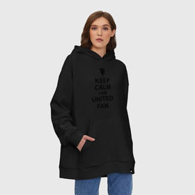 Худи SuperOversize хлопок с принтом keep calm I am United fan в Екатеринбурге, 70% хлопок, 30% полиэстер, мягкий начес внутри | карман-кенгуру, эластичная резинка на манжетах и по нижней кромке, двухслойный капюшон
 | Тематика изображения на принте: keep calm | keep calm i am united fan | manchester united | united | манчестер юнайтед | футбол