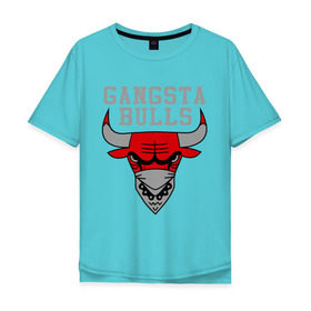 Мужская футболка хлопок Oversize с принтом Gangsta bulls в Екатеринбурге, 100% хлопок | свободный крой, круглый ворот, “спинка” длиннее передней части | Тематика изображения на принте: bshirts | bulls | cihago bulls | gangsta bulls | swag | sweg | бык | красный бык | сваг | свег | чикаго булс
