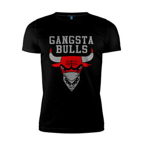 Мужская футболка премиум с принтом Gangsta bulls в Екатеринбурге, 92% хлопок, 8% лайкра | приталенный силуэт, круглый вырез ворота, длина до линии бедра, короткий рукав | bshirts | bulls | cihago bulls | gangsta bulls | swag | sweg | бык | красный бык | сваг | свег | чикаго булс