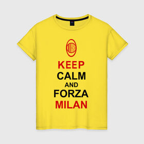 Женская футболка хлопок с принтом keep calm and Forza Milan в Екатеринбурге, 100% хлопок | прямой крой, круглый вырез горловины, длина до линии бедер, слегка спущенное плечо | болельщикам | матч | милан | спорт | фк | футбол | футбольный клуб