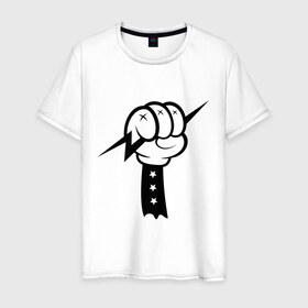 Мужская футболка хлопок с принтом Volt Hand в Екатеринбурге, 100% хлопок | прямой крой, круглый вырез горловины, длина до линии бедер, слегка спущенное плечо. | swag | вольт | мультик | сваг | свэг
