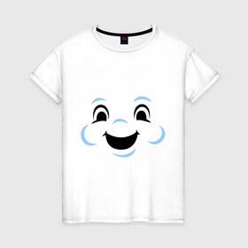 Женская футболка хлопок с принтом Zephyr Man в Екатеринбурге, 100% хлопок | прямой крой, круглый вырез горловины, длина до линии бедер, слегка спущенное плечо | ghost busters | зефирка | зефирный человек | кино | охотники за привидениями | фильмы