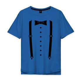 Мужская футболка хлопок Oversize с принтом Gentleman в Екатеринбурге, 100% хлопок | свободный крой, круглый ворот, “спинка” длиннее передней части | галстук | костюм | одежда | подтяжки | рубашка