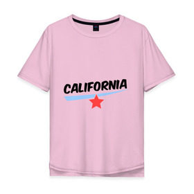Мужская футболка хлопок Oversize с принтом California в Екатеринбурге, 100% хлопок | свободный крой, круглый ворот, “спинка” длиннее передней части | америка | география | калифорния | политические | сша | штаты