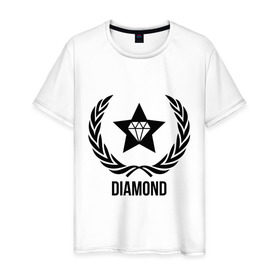 Мужская футболка хлопок с принтом Diamond Star в Екатеринбурге, 100% хлопок | прямой крой, круглый вырез горловины, длина до линии бедер, слегка спущенное плечо. | bshirts | swag | алмаз | бриллиант | драгоценности | камень | сваг | свэг