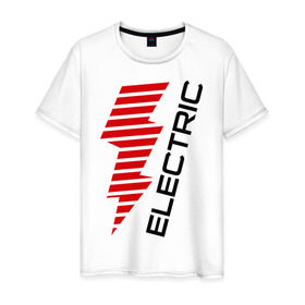 Мужская футболка хлопок с принтом Electric Line в Екатеринбурге, 100% хлопок | прямой крой, круглый вырез горловины, длина до линии бедер, слегка спущенное плечо. | club | dance | electronic | клуб | клубная музыка | клубняк | тусовка | электронная музыка