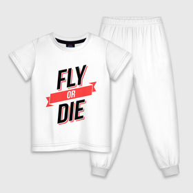 Детская пижама хлопок с принтом Fly or Die в Екатеринбурге, 100% хлопок |  брюки и футболка прямого кроя, без карманов, на брюках мягкая резинка на поясе и по низу штанин
 | fod | swag | или умри | летай | лети | сваг | свэг