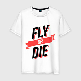 Мужская футболка хлопок с принтом Fly or Die в Екатеринбурге, 100% хлопок | прямой крой, круглый вырез горловины, длина до линии бедер, слегка спущенное плечо. | fod | swag | или умри | летай | лети | сваг | свэг