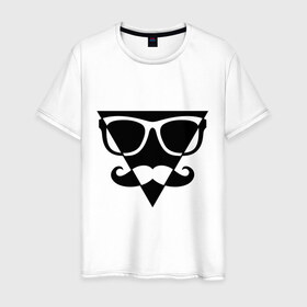 Мужская футболка хлопок с принтом Moustache Triangle в Екатеринбурге, 100% хлопок | прямой крой, круглый вырез горловины, длина до линии бедер, слегка спущенное плечо. | 