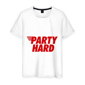 Мужская футболка хлопок с принтом Party Hard в Екатеринбурге, 100% хлопок | прямой крой, круглый вырез горловины, длина до линии бедер, слегка спущенное плечо. | hard | party | party hard | swag | sweg | сваг