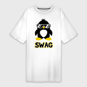 Платье-футболка хлопок с принтом SWAG Penguin в Екатеринбурге,  |  | пингвин