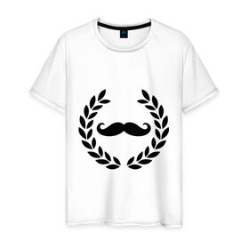 Мужская футболка хлопок с принтом Win Moustaches в Екатеринбурге, 100% хлопок | прямой крой, круглый вырез горловины, длина до линии бедер, слегка спущенное плечо. | 