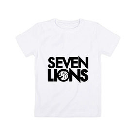 Детская футболка хлопок с принтом 7 Lions в Екатеринбурге, 100% хлопок | круглый вырез горловины, полуприлегающий силуэт, длина до линии бедер | seven lions | лев | львы | семь | семь львов