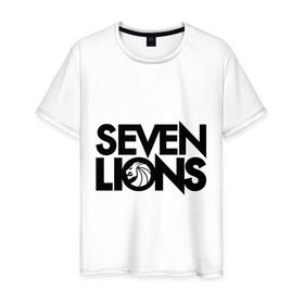 Мужская футболка хлопок с принтом 7 Lions в Екатеринбурге, 100% хлопок | прямой крой, круглый вырез горловины, длина до линии бедер, слегка спущенное плечо. | seven lions | лев | львы | семь | семь львов