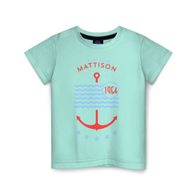 Детская футболка хлопок с принтом MATTISON яхт-клуб в Екатеринбурге, 100% хлопок | круглый вырез горловины, полуприлегающий силуэт, длина до линии бедер | mattison | маттисон | море | якорь | яхкт клуб