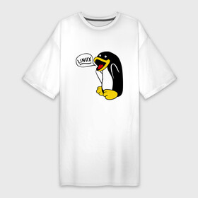 Платье-футболка хлопок с принтом Пингвин: 