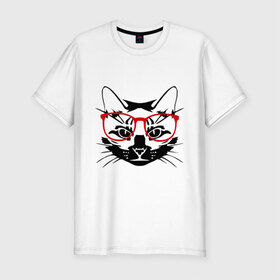 Мужская футболка премиум с принтом Котэ в Екатеринбурге, 92% хлопок, 8% лайкра | приталенный силуэт, круглый вырез ворота, длина до линии бедра, короткий рукав | домашний животные | животные | котэ | кошка в очках | кошки