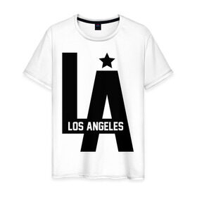 Мужская футболка хлопок с принтом Los Angeles Star в Екатеринбурге, 100% хлопок | прямой крой, круглый вырез горловины, длина до линии бедер, слегка спущенное плечо. | la | la style | los andgeles | los angeles | rnd | star | usa | америка | город ангелов | города | лос анджелес | лос анжелес | лосанджелес | лосанжелес | рэп | страны | сша | штаты