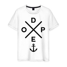 Мужская футболка хлопок с принтом Dope Anchor в Екатеринбурге, 100% хлопок | прямой крой, круглый вырез горловины, длина до линии бедер, слегка спущенное плечо. | 