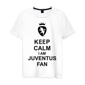 Мужская футболка хлопок с принтом keep calm I am juventus fan в Екатеринбурге, 100% хлопок | прямой крой, круглый вырез горловины, длина до линии бедер, слегка спущенное плечо. | juventus | keep calm | болельщик | кип калм | фанат | футбол | ювентус