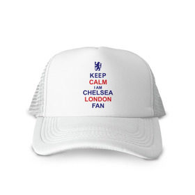 Кепка тракер с сеткой с принтом keep calm I am Chelsea London fan в Екатеринбурге, трикотажное полотно; задняя часть — сетка | длинный козырек, универсальный размер, пластиковая застежка | лондон