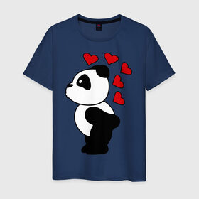 Мужская футболка хлопок с принтом Поцелуй панды (парная) в Екатеринбурге, 100% хлопок | прямой крой, круглый вырез горловины, длина до линии бедер, слегка спущенное плечо. | панда