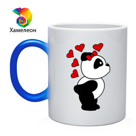 Кружка хамелеон с принтом Поцелуй панды (парная) в Екатеринбурге, керамика | меняет цвет при нагревании, емкость 330 мл | панда